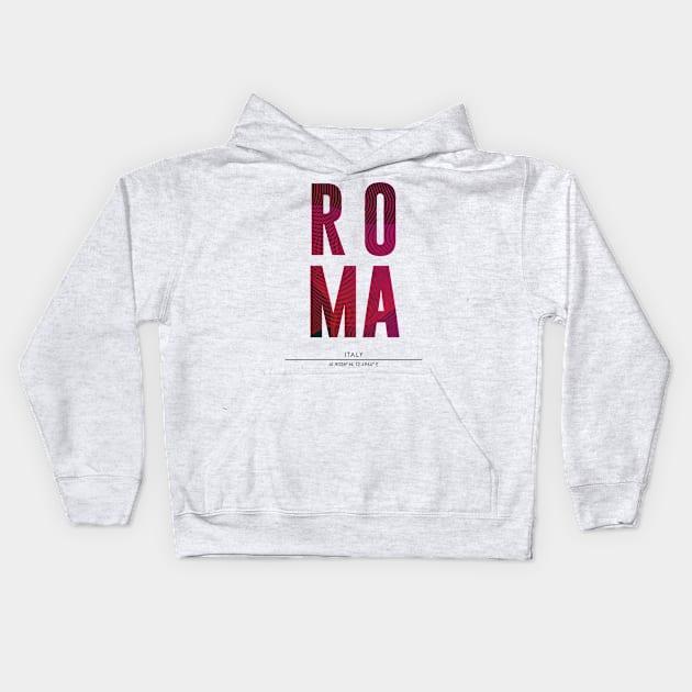 Roma city typography Kids Hoodie by StudioGrafiikka